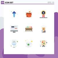 ensemble moderne de 9 couleurs et symboles plats tels que développer la version de l'application gagner des éléments de conception vectoriels modifiables vecteur