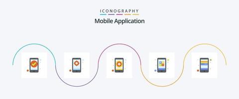 pack d'icônes plat 5 d'application mobile, y compris la carte. interaction. application. culculateur. application vecteur