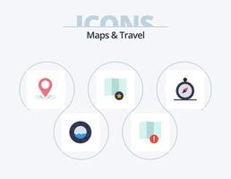 cartes et voyage pack d'icônes plates 5 conception d'icônes. . . broche. la navigation. Feuilleter vecteur