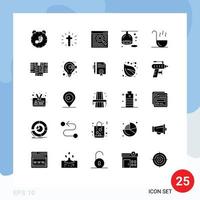 25 pack de glyphes solides d'interface utilisateur de signes et symboles modernes d'éléments de conception vectoriels modifiables de fenêtre de régime de pâques de fruits de cuisine vecteur