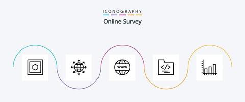 pack d'icônes de la ligne 5 d'enquête en ligne, y compris les entreprises. dossier . monde. site Internet vecteur