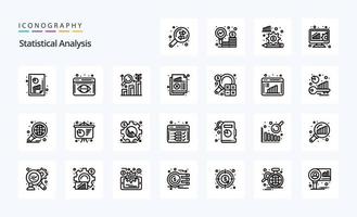 25 pack d'icônes de ligne d'analyse statistique vecteur