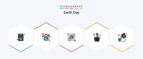 pack d'icônes fillline du jour de la terre 25, y compris la plante. grandir. vert. vert. écologie vecteur