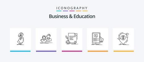 pack d'icônes ligne 5 pour les affaires et l'éducation, y compris l'éducation. certificat. prof. carrière. développement. conception d'icônes créatives vecteur