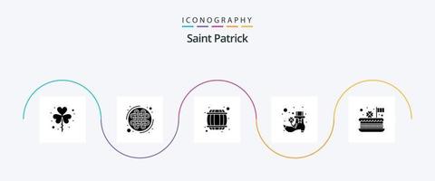 pack d'icônes saint patrick glyphe 5, y compris célébrer. lutin. nouer. irlandais. boire vecteur