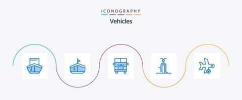 pack d'icônes de 5 véhicules bleus, y compris le vol. transport. transport. transport. Bicyclette vecteur