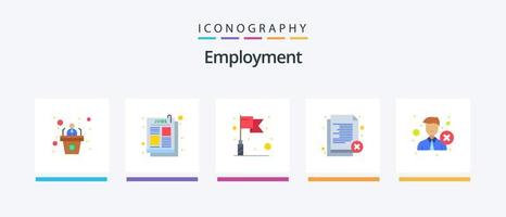 pack d'icônes flat 5 pour l'emploi, y compris. rejeter. drapeau. recrutement. employé. conception d'icônes créatives vecteur