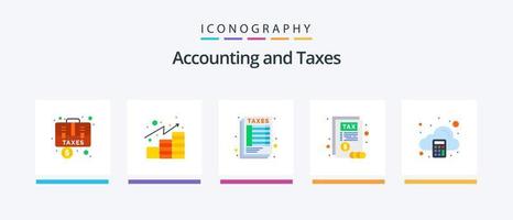 pack d'icônes plat 5 taxes comprenant l'arithmétique. impôt. investissements. rapport. impôt. conception d'icônes créatives vecteur