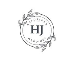 hj initiales lettre modèle de logos de monogramme de mariage, modèles minimalistes et floraux modernes dessinés à la main pour cartes d'invitation, réservez la date, identité élégante. vecteur