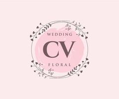 cv initiales lettre mariage monogramme logos modèle, modèles minimalistes et floraux modernes dessinés à la main pour cartes d'invitation, réservez la date, identité élégante. vecteur