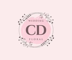 cd initiales lettre mariage monogramme logos modèle, modèles minimalistes et floraux modernes dessinés à la main pour cartes d'invitation, réservez la date, identité élégante. vecteur