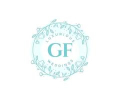 modèle de logos de monogramme de mariage lettre initiales gf, modèles minimalistes et floraux modernes dessinés à la main pour cartes d'invitation, réservez la date, identité élégante. vecteur