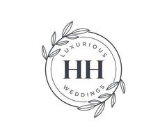 hh initiales lettre modèle de logos de monogramme de mariage, modèles minimalistes et floraux modernes dessinés à la main pour cartes d'invitation, réservez la date, identité élégante. vecteur