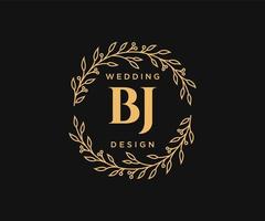 bj initiales lettre mariage monogramme logos collection, modèles minimalistes et floraux modernes dessinés à la main pour cartes d'invitation, réservez la date, identité élégante pour restaurant, boutique, café en image vectorielle vecteur