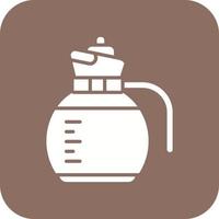 icône de fond de coin rond de glyphe de pot de café vecteur
