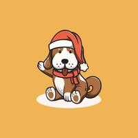 illustration de dessin animé mignon chien de noël vecteur