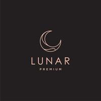 élégant croissant de lune et star logo design ligne icône vecteur dans le contour de style de luxe linéaire