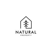 logo vectoriel d'icône de maison minimal et simple avec fleur d'arbre de belle plante, maison biologique, illustration de conception de forêt de chalet