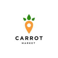 création d'icône de logo de goupille d'emplacement de carotte dans un vecteur de style simple à la mode, création de logo de marché de légumes