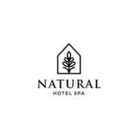 logo vectoriel d'icône de maison minimal et simple avec fleur d'arbre de belle plante, maison biologique, illustration de conception de forêt de chalet