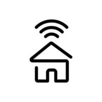 icône de ligne de connexion maison et wifi minimale, logo vectoriel hotspot, icône de travail à domicile, pigiste, illustration sans fil wifi de signal de maison verte intelligente