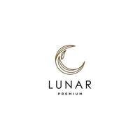 élégant croissant de lune et star logo design ligne icône vecteur dans le contour de style de luxe linéaire