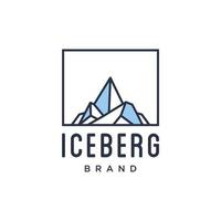 création de logo géométrique d'iceberg dans l'illustration de style de ligne linéaire à la mode, logo abstrait de clip d'art de contour de pic de glace de montagne vecteur