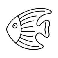 doodle de mignon poisson rayé isolé sur fond blanc. illustration vectorielle dessinée à la main d'un habitant sous-marin. bon pour la conception enfantine et le livre de coloriage. vecteur