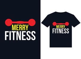 de joyeuses illustrations de fitness pour la conception de t-shirts prêts à imprimer vecteur