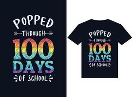 parcouru 100 jours d'illustrations scolaires pour la conception de t-shirts prêts à imprimer vecteur