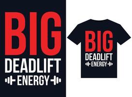 grandes illustrations d'énergie deadlift pour la conception de t-shirts prêts à imprimer vecteur