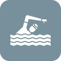 icône de fond de coin rond de glyphe de personne de natation vecteur