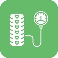 icône de fond de coin rond glyphe de pression des pneus vecteur