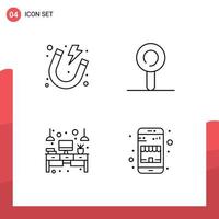 symboles d'icônes universels groupe de 4 couleurs plates de lignes de remplissage modernes d'ordinateur d'aimant de table d'électricité acheter des éléments de conception vectoriels modifiables vecteur