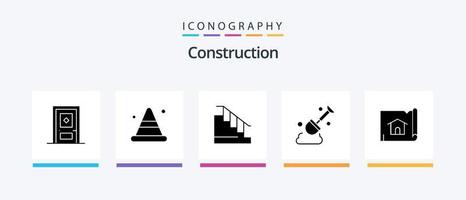 pack d'icônes de glyphe de construction 5 comprenant une carte. imeuble. construction. outil. construction. conception d'icônes créatives vecteur