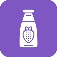 icône de fond de coin rond de glyphe de lait de fraise vecteur