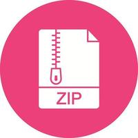 icône de cercle de glyphe de fichier zip vecteur