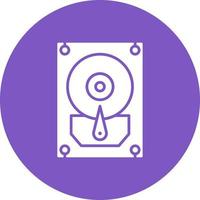 icône de cercle de glyphe de disque dur vecteur