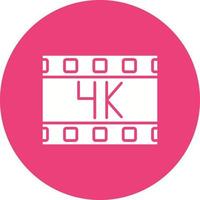 icône de cercle de glyphe de film 4k vecteur