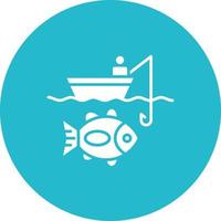 icône de cercle de glyphe de pêche en kayak vecteur