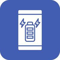 icône de fond de coin rond de glyphe complet de charge de batterie vecteur