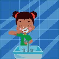 enfant se brosser les dents illustration vectorielle vecteur
