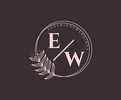 ew initials letter wedding monogram logos template, modèles minimalistes et floraux modernes dessinés à la main pour cartes d'invitation, réservez la date, identité élégante. vecteur