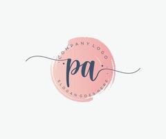 initiale pa logo féminin. utilisable pour les logos nature, salon, spa, cosmétique et beauté. élément de modèle de conception de logo vectoriel plat.