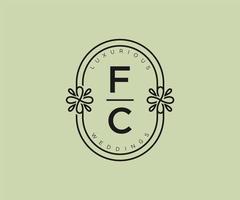 fc initiales lettre mariage monogramme logos modèle, modèles minimalistes et floraux modernes dessinés à la main pour cartes d'invitation, réservez la date, identité élégante. vecteur