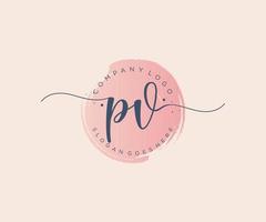 logo féminin pv initial. utilisable pour les logos nature, salon, spa, cosmétique et beauté. élément de modèle de conception de logo vectoriel plat.