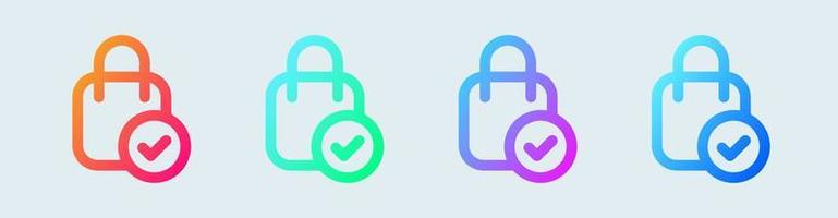icône de ligne de paiement terminé dans des couleurs dégradées. illustration vectorielle de signes d'achat. vecteur