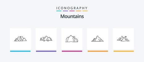 pack d'icônes de la ligne 5 des montagnes, y compris la colline. Montagne. Montagne. arbre. la nature. conception d'icônes créatives vecteur