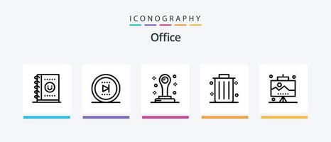 pack d'icônes de ligne de bureau 5 comprenant. dollar. Bureau. pièce de monnaie. imprimante. conception d'icônes créatives vecteur