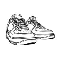 baskets de mode. chaussure de baskets .illustration vectorielle plate. baskets dessin au trait. baskets vue de côté vecteur